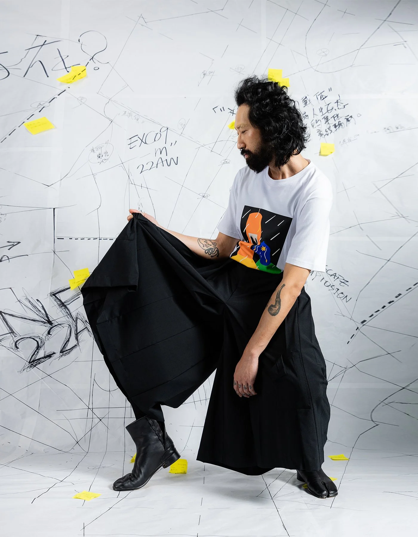 INF 22AW Deconstructed Wide-Leg Skirt Pants With Pleats In Back — INF -  Garment for the rebels, sociopaths, kinkies. Madly tailored by an obsessive 